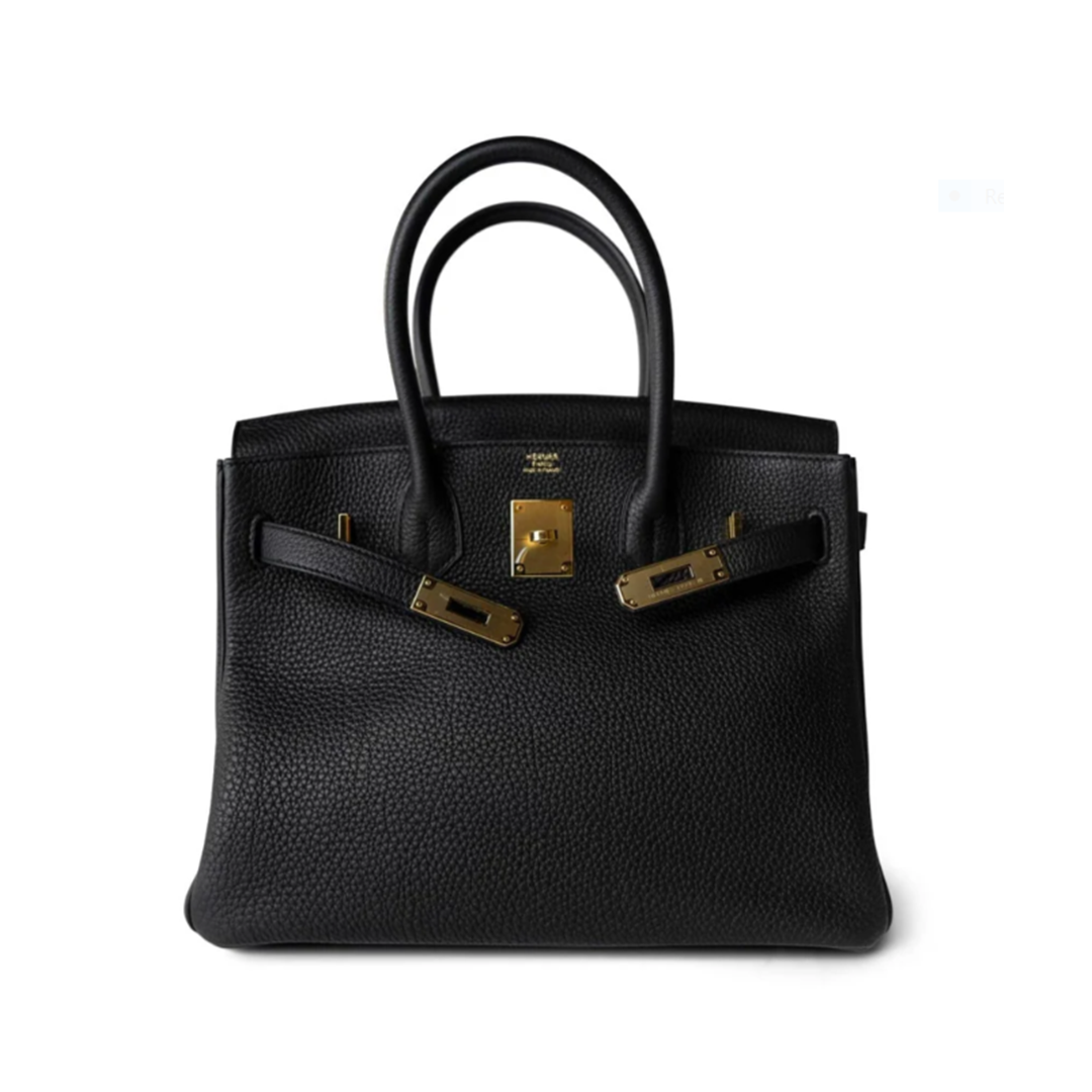 Birkin 30 Black Togo Gold Plated Y Stamp