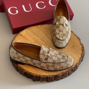 Gucci Crystal Embellished GG Canvas Loafers