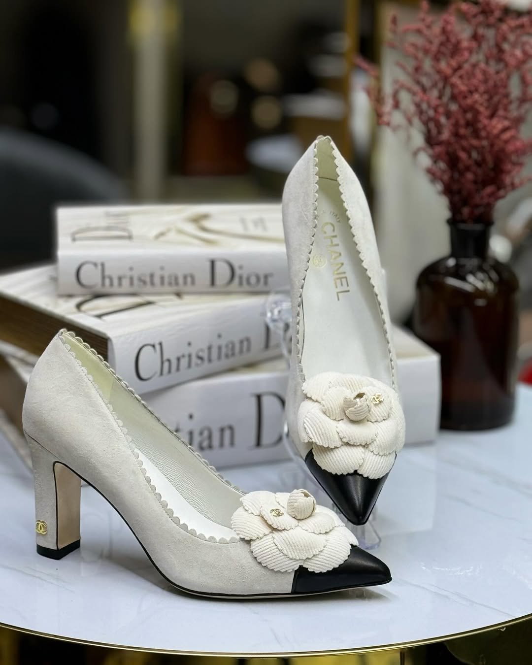 Chanel Floral Heel Pumps