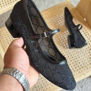 Gucci Mesh Rhinestone Mid-Heel Pumps